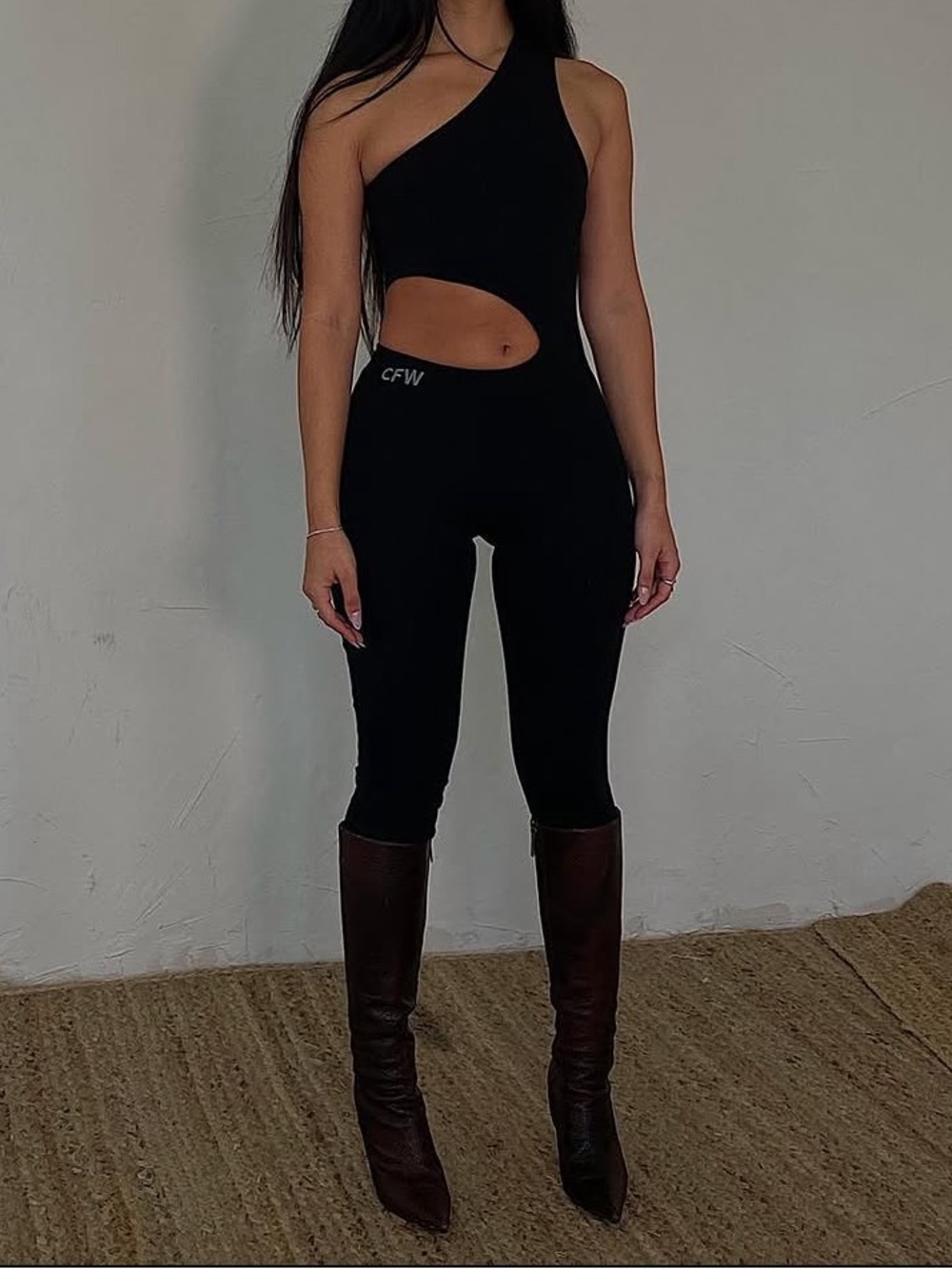 Constructed for women One-Shoulder Cutout Black 002 Jumpsuit